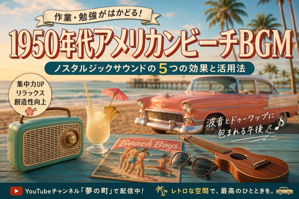 【作業用BGM】Vintage America BGM #4｜サンセットビーチ〜夕方4時の疲れが、カリフォルニアの夕日に変わる瞬間〜