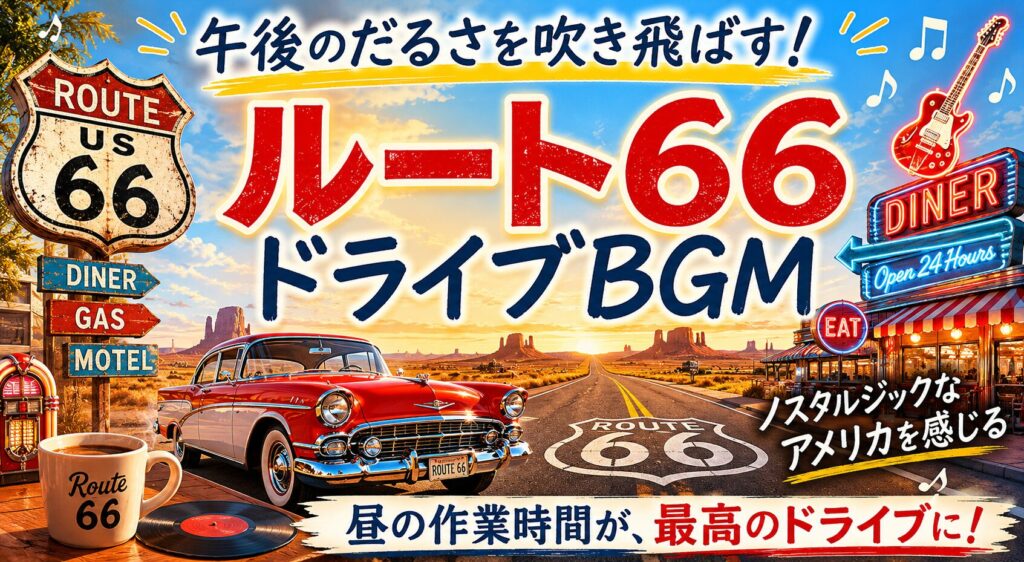 【作業用BGM】Vintage America BGM #3｜ルート66ドライブ〜昼間のだらっとした時間を、アメリカの道路に変える音楽〜