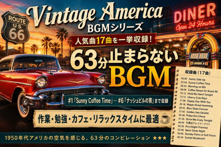 【作業用BGM】1950年代ヴィンテージアメリカ 63分・17曲 コンピレーション | ハッピー主夫ライフBGM