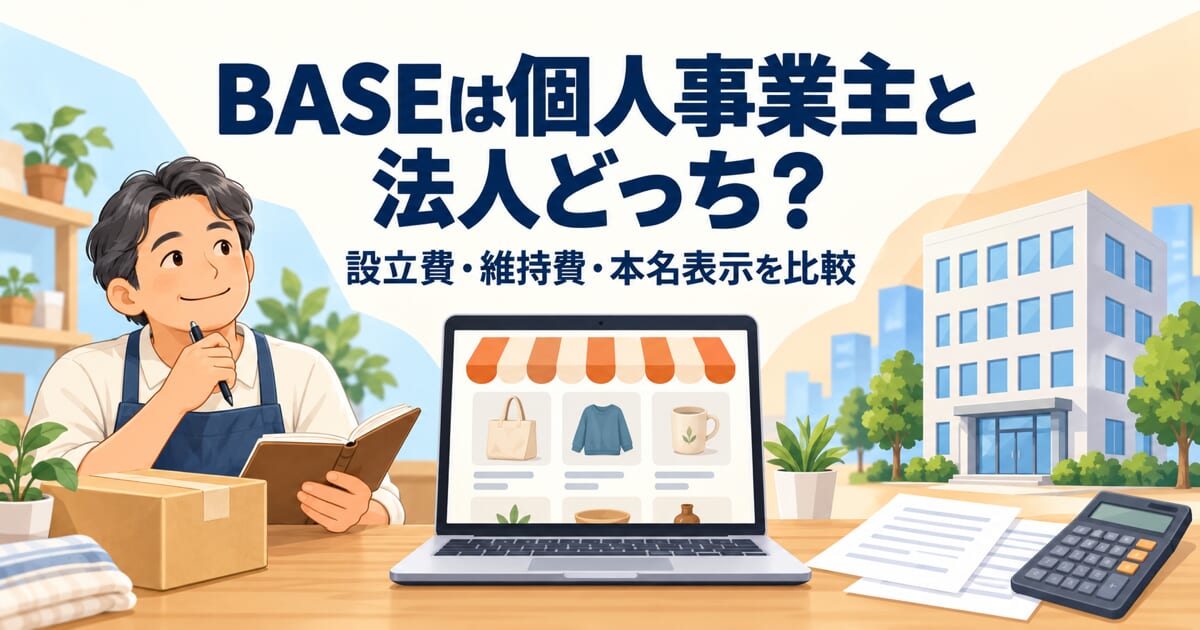 BASEで個人事業主と法人を比較する記事のアイキャッチ